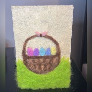 Handmade Felt Easter Basket  Art in Pastel Colors